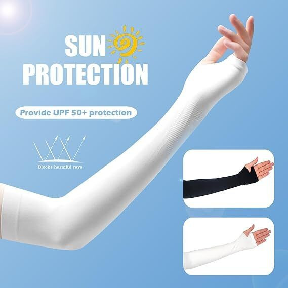 Fuelbyte Uv Protection Hand Gloves For Sun Protection - Arm Sleeves For Men & Women, Perfect For Bike Riding, Summer, And Outdoor Sports - Full Hand Gloves, Sun Gloves, Cooling Sleeves (Multi)