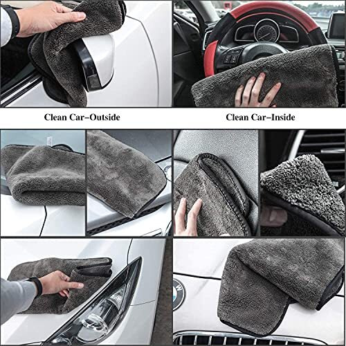 Auto Hub Microfiber Car Cleaning Cloth - Soft 800 Gsm (60X40 Cm) Microfiber Cloth For Car And Bike - Scratchless Drying And Detailing 60X40 Cm, Pack Of 3, Grey