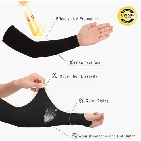 Pursue Fashion Unisex Full Arm Fingerless Sleeves Gloves For Uv, Dust, Summer, Uv Sun Protection Arm Sleeves For Men & Women, Protection Arm Sleeves (Black, Beige, Pink, 3 Pair)