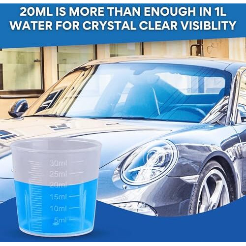 Groommm Windshield Washer Fluid For Car 250Ml- (20Ml In 1L Water) | Highly Concentrated Car Glass Cleaner Liquid For Streak & Stain-Free Windshield | Car Wiper Liquid For Crystal Clear Windshield