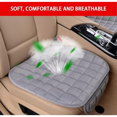 Hsr Comfortable Ultra-Soft Memory Foam Car Seat Cover With Non-Slip Grip And Storage Pouch  Universal Fit, Car Seat Cover (Gray Front 1Pc)