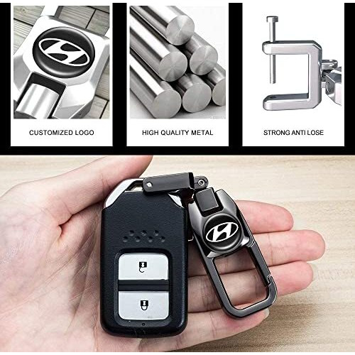 Contacts Heavy Duty Stainless Steel Key Chain Compatible With Hyun-Dai Key For Creta Venue I10 Grand I20 Elite Xcent Verna Tucson Elantra Grand I10 Nios | Black