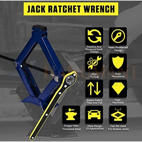 H Hanumant Enterprise Original Universal Car Jack Ratchet Wrench|360 Forward And Reverse Knob Labor-Saving Design|Scissor Jack Lift Speed Handle Tool|Jack Lug Handle Tool|Tire Wheel Jack Wrench