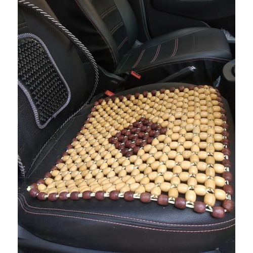 Q1 Beads Sbeige Wooden Beads Acupressure Mat Car Accessories Beads Seat Cover For Driver/Heating Pad/Gel Pad Cover Cushion For Car/Office Chair/Home Chair/Sofa/Jhula/Swing/Truck/Bus/Tempo(Small,Beige)