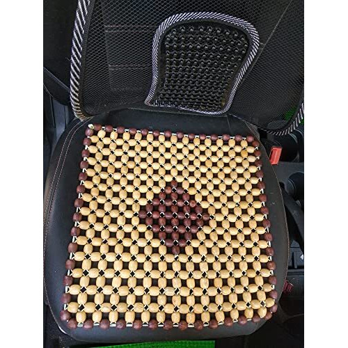 Q1 Beads Sbeige Wooden Beads Acupressure Mat Car Accessories Beads Seat Cover For Driver/Heating Pad/Gel Pad Cover Cushion For Car/Office Chair/Home Chair/Sofa/Jhula/Swing/Truck/Bus/Tempo(Small,Beige)