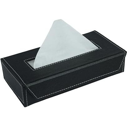 Leezel| Tissue Box Holder With 100 Pulls Cotton Rags Tissue | Handcrafted Fine Leather - Like Finish | For Gifting, Office Desks, Cars & Home Dcor | Durable & Water Resistant. (Black)