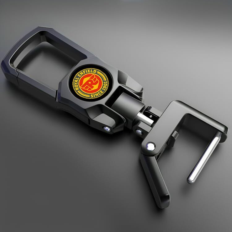 Greenworld Zinc Premum Dual Side Logo Keychain Compatible With Hunter 350 Bullet Metior Classic (Black)