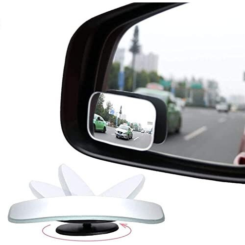 Detachi 3R Car Wide Angle Blind Spot Rear Mirror Rectangle Convex 360 Degree (2 Pcs) For Car