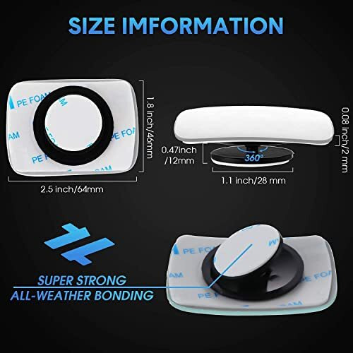 Detachi 3R Car Wide Angle Blind Spot Rear Mirror Rectangle Convex 360 Degree (2 Pcs) For Car