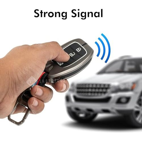 Shopoflux Metal Key Cover Compatible With Hyundai Alcazar And Creta Ev Car 4 Button Smart Key - Black