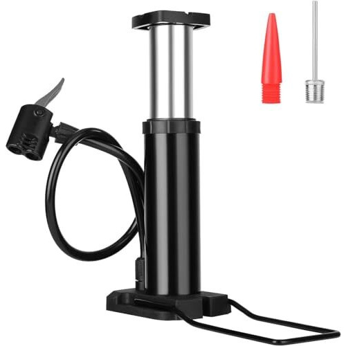 Qupet Portable Mini Bike Pump With Multi-Functional Valves, Bicycle Tyre Inflator With Gas Needle, Black