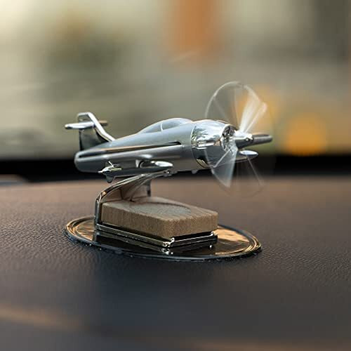 Proodos Car Accessories Solar Car Perfumes & Fresheners For Dashboard Pod|Solar Plane With Fragrance For Car (Silver)