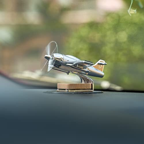 Proodos Car Accessories Solar Car Perfumes & Fresheners For Dashboard Pod|Solar Plane With Fragrance For Car (Silver)