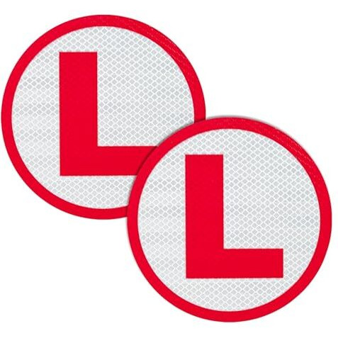 Glun Reflective L Sticker For Learning Driver, Waterproof Board Sticker For Car, Easily Removable Material (15Cm X 15 Cm) 2Pcs