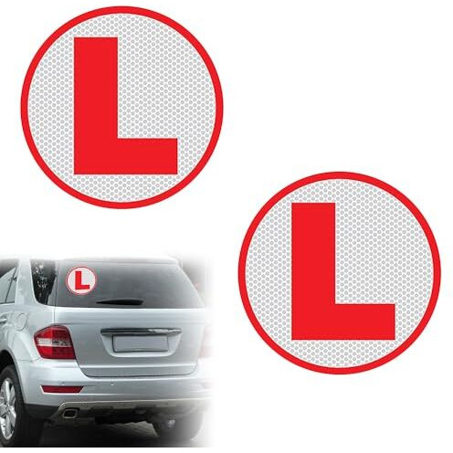 Glun Reflective L Sticker For Learning Driver, Waterproof Board Sticker For Car, Easily Removable Material (15Cm X 15 Cm) 2Pcs