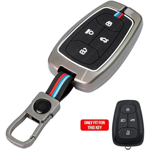 Coll Of Fest Metal Silicon Key Cover Compatible With Tata Nexon, Harrier | Safari | Altroz | Tigor | Ev | Punch | Tiago Ev Electric 4 Button Smart Key Feature Visible In Low-Light Condition, Black