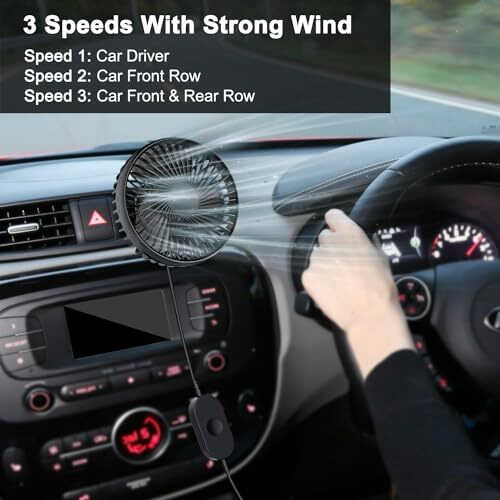 Amzdigi Car Fan, Mini Usb Fan For Car Front Passengers With Air Vent Holder/Sucker Base, Powerful 3 Speed Car Cooling, Quiet Brushless Motor With 360 Degree Adjustable Head For Suv, Rv, Vehicles