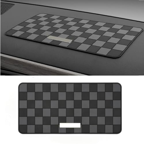 Detachi Car Dashboard Mat Anti-Slip Rubber Pad Universal Non Slip Car Magic Dashboard Accessories Sticky Adhesive Mat For Phone Sunglasses Keys Electronic Devices And More Use (Black/Grey)Chess Design