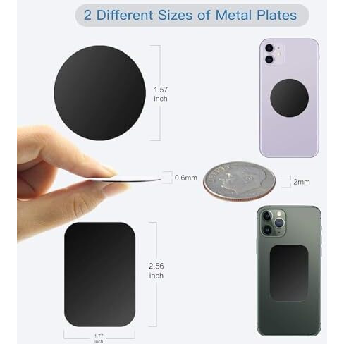 Liramark Metal Plates For Magnetic Car Mount Mobile Phone Holders And Other Magnetic Mount Holders (2 Big Rectangle Plates)