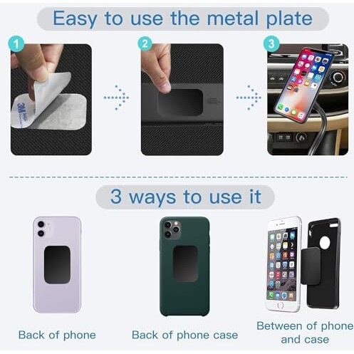 Liramark Metal Plates For Magnetic Car Mount Mobile Phone Holders And Other Magnetic Mount Holders (2 Big Rectangle Plates)