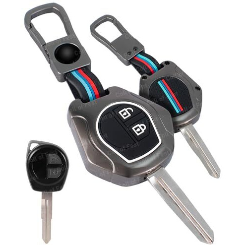 Coll Of Fest Metal Silicon Key Cover Compatible With Maruti Suzuki S-Presso,Swift,Sx4,Dzire,Ignis,Alto,Vitara Brezza,Celerio,Ertiga,Ciaz,Scross,Baleno,Ritz 2 Button Key Visible In Low-Light Condition