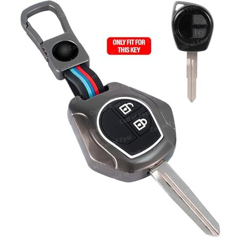 Coll Of Fest Metal Silicon Key Cover Compatible With Maruti Suzuki S-Presso,Swift,Sx4,Dzire,Ignis,Alto,Vitara Brezza,Celerio,Ertiga,Ciaz,Scross,Baleno,Ritz 2 Button Key Visible In Low-Light Condition