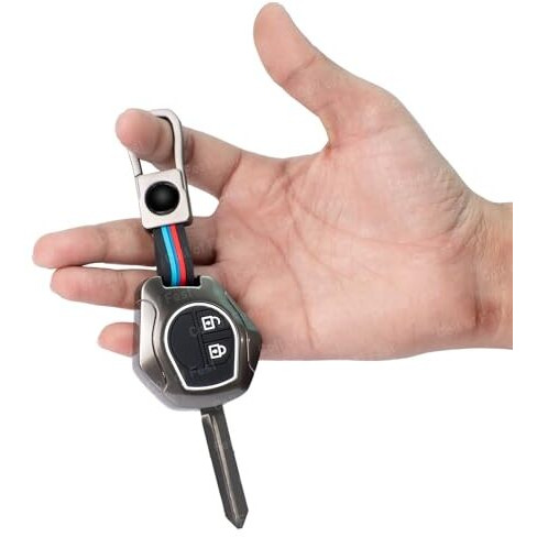 Coll Of Fest Metal Silicon Key Cover Compatible With Maruti Suzuki S-Presso,Swift,Sx4,Dzire,Ignis,Alto,Vitara Brezza,Celerio,Ertiga,Ciaz,Scross,Baleno,Ritz 2 Button Key Visible In Low-Light Condition