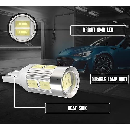 Allextreme Ext10Sw Universal T10 Led Parking Light 10 Smd Super Bright Interior Pilot License Plate Dome Indicator Lamp Bulb For Car Bike And Motorcycle (3W, White, 2 Pcs)