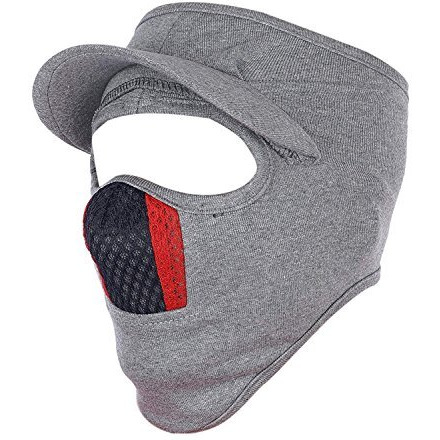 Gajraj Unisex Cotton Bike Riding&Cycling Anti Pollution Dust Sun Protecion Full Face Cover Reusable Mask With Air Filter Mesh And Visor (Grey), For Unisex, Free Size, Pack Of 1,Unisex-Adult, No Valve