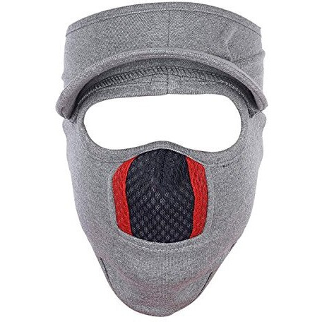 Gajraj Unisex Cotton Bike Riding&Cycling Anti Pollution Dust Sun Protecion Full Face Cover Reusable Mask With Air Filter Mesh And Visor (Grey), For Unisex, Free Size, Pack Of 1,Unisex-Adult, No Valve