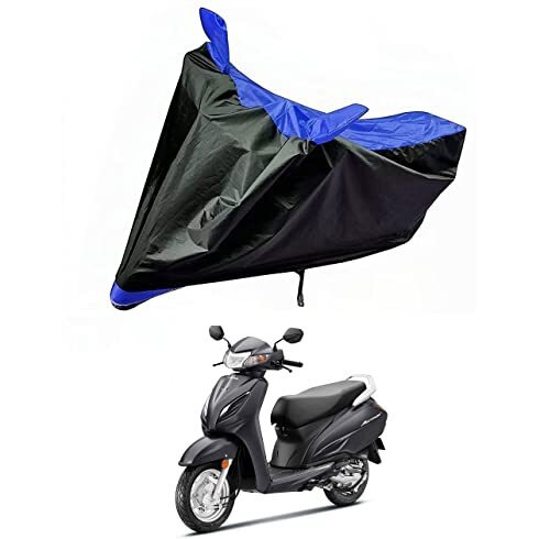 Auto Hub Water Resistant Bike Body Cover For Activa 6G, 5G, 4G, 3G, Activa 125 - Black/Blue