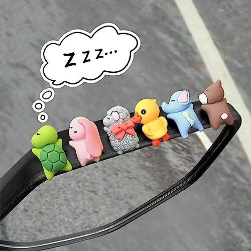 Wolpin Polyvinyl Chloride 6 Pcs Cute Mini Cartoon Car Decor For Car Fantasy Dashboard Interior Decoration Accessories Decorative Showpiece For Bike,Scooty,Mirror