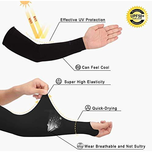 Pursue Fashion Unisex Full Arm Fingerless Sleeves Gloves For Uv, Dust, Summer, Uv Sun Protection Arm Sleeves For Men & Women (Skin & Skin, 2 Pair)