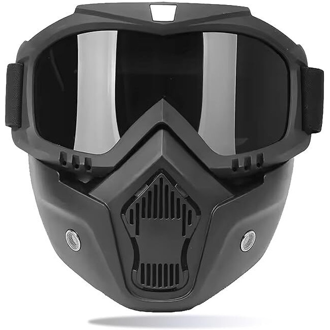 Qonetic Goggle Mask For Men Face Cover Anti Scratch Uv Protective Helmet Goggles Face Mask For Bikers Riding Face Shield With Dust Protection Adjustable Bike Riding Glasses Unisex (Black Mask)