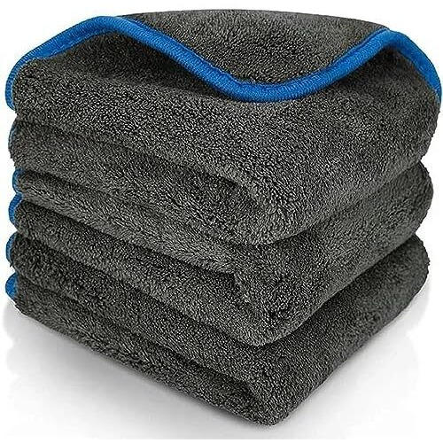 Auto Hub Heavy Microfiber Cloth For Car Cleaning And Washing, Double Sided, Extra Thick Plush Microfiber Cloth, Lint-Free, 800 Gsm Car Cleaning Cloth (Size 60Cm X 40Cm)/Pack Of 3, Color-Grey