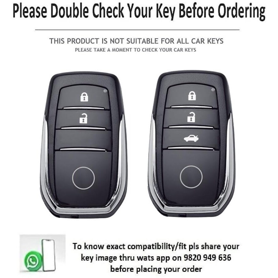 Jvcv Soft Tpu Transparent Cover Compatible With Toyota Fortuner, Hilux, Innova Crysta, Fortuner Legender, Innova Hycross, Land Cruiser 2B/3B Smart Key (Transparent Black).