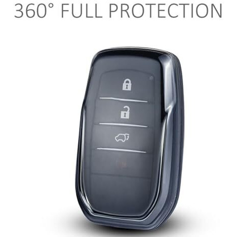 Jvcv Soft Tpu Transparent Cover Compatible With Toyota Fortuner, Hilux, Innova Crysta, Fortuner Legender, Innova Hycross, Land Cruiser 2B/3B Smart Key (Transparent Black).