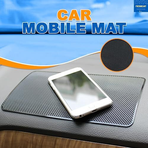 Freshdcart Fdca283 Car Dashboard Anti Slip Car Pad Mobile Phone Holder Non Slip Dashboard Mat Anti Skid Grip Mount For All Smartphone, Keychain (Black, Pack Of 1) (27Cm X 14Cm X 0.1Cm) | Rubber Mat