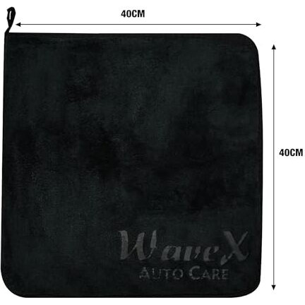 Wavex Microfiber Car Cleaning Cloths, Upgraded 1200Gsm Ultra-Thick Cars Drying Towel Microfiber Cloth For Car And Home 16'' X 16" (Pack Of 2), Black
