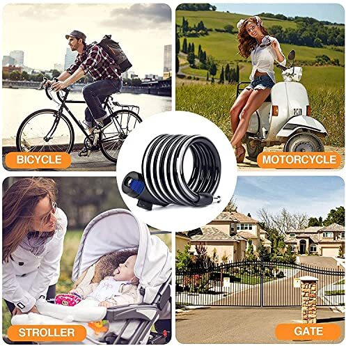 Sarte Multi-Purpose Steel Key Lock For Bike, Helmet, Luggage, Anti Theft Lock With Computerizes 2 Keys Advance Cable Wire Lock With Mount Brackets Size 3.11 Feet X Thickness 12Mm 12Mm