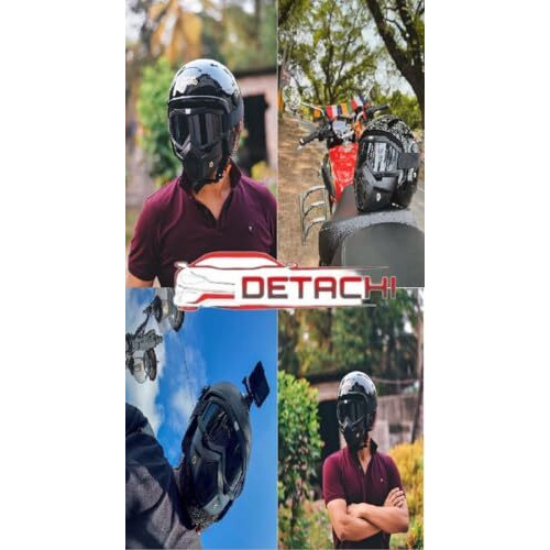 Detachi Motorcycle Goggle Mask Anti Scratch Uv Protective Face Mask, Bike Riding Goggles Mask With Detachable Face Mask, Adjustable Elastic Strap Goggles Mask For Helmet - Rainbow Visor