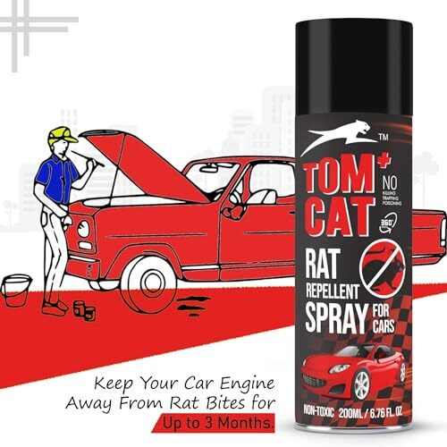 Shadow Securitronics Tomcat No Entry Rat Repellent Spray For Cars Highly Effective Lasts 1 Year Leak Free Easy To Spray Nozzle, Non Toxic, 200Ml Repellent With Protective Glove & Mask