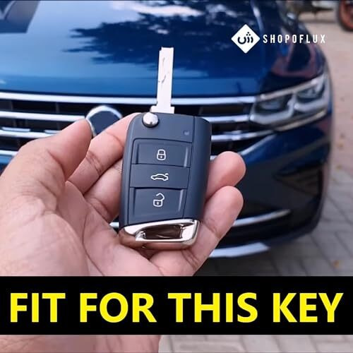 Shopoflux Metal Key Cover Compatible For Skoda & Volkswagen Cars Kylaq | Slavia | Kushaq | Octavia | Virtus | Taigun | Tiguan | T Roc 3 Button Flip Key (Black)