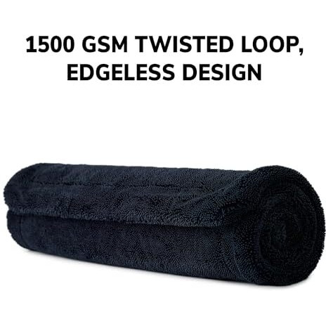 Shinexpro Microfiber Cloth For Car - Big Daddy 1500 Gsm Large (60X40 Cm) Twisted Loop Car Cleaning Cloth - Edgeless Design With Plush Pile And Lint Free Cloth For Drying And Detailing (Black)