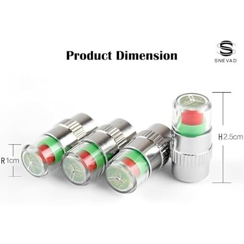 Snevad Aluminum 4 Pcs Car Tire Pressure Monitor Valve Stem Caps Sensor Indicator Warning Safety 3 Color Car Tire, Bikes, Trucks Motorcycles Prams And Tyre Valve Dust Cover Air Caps
