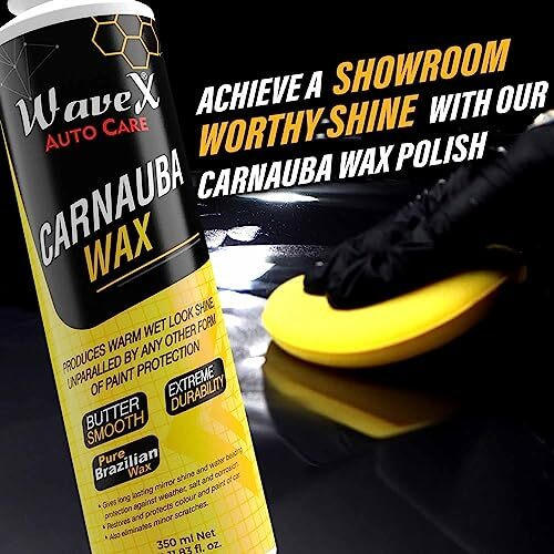 Wavex Car Polish Kit 12 Pcs | Includes Car Dashboard Polish, Car Wax, Tyre Polish, Car Shampoo, Windshield Washer & Car Freshener, Scratch Remover, 2 Cloths, 3 Applicators - Car Washing Kit