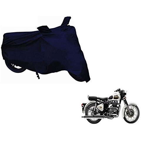Auto Hub Bike Cover Compatible With Re Classic 350 With Mirror Pocket,Dustproof, Windproof, Belt Buckle, Super Classic 350 Bike Cover- Plain Navy - 1 Unit