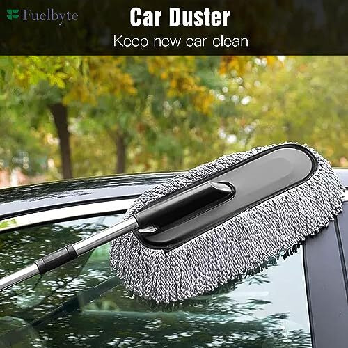Fuelbyte Super Soft Microfiber Car Duster With Handle Car Cleaning Brush For Wet & Dry Car Washing Kit, Car Dust Cleaner Brush Car Accessories Exterior And Interior Car Cleaning Kit (Car Duster)