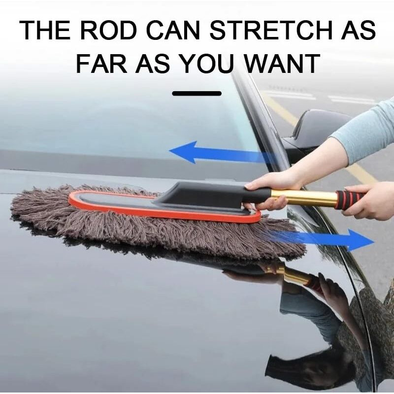 Detachi Car Duster Microfiber Car Cleaning Brush Super Soft Microfiber Duster With Extendable And Wax Treated Cotton Strands Car Brush For Cleaning Scratch Free Microfiber Duster For Car (Brown)