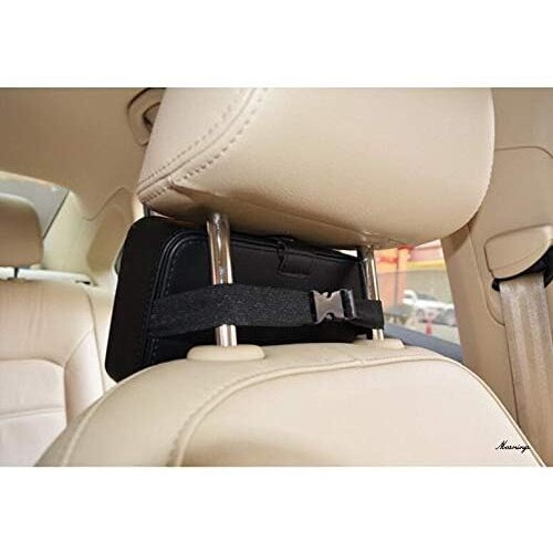 Automaze Pu Leather Car Armrest Headrest Back Seat Tissue Napkin Box Holder, Interior Car Accessories (Black, Headrest/Armrest Type)